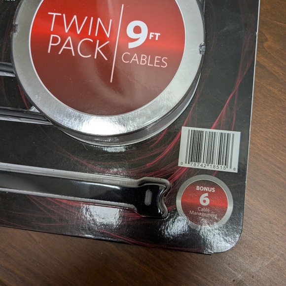 Two pack HDMI CABLES, 9 FOOT WITH BONUS 6 CABLE MANAGEMENT TIES - Picture 3 of 5